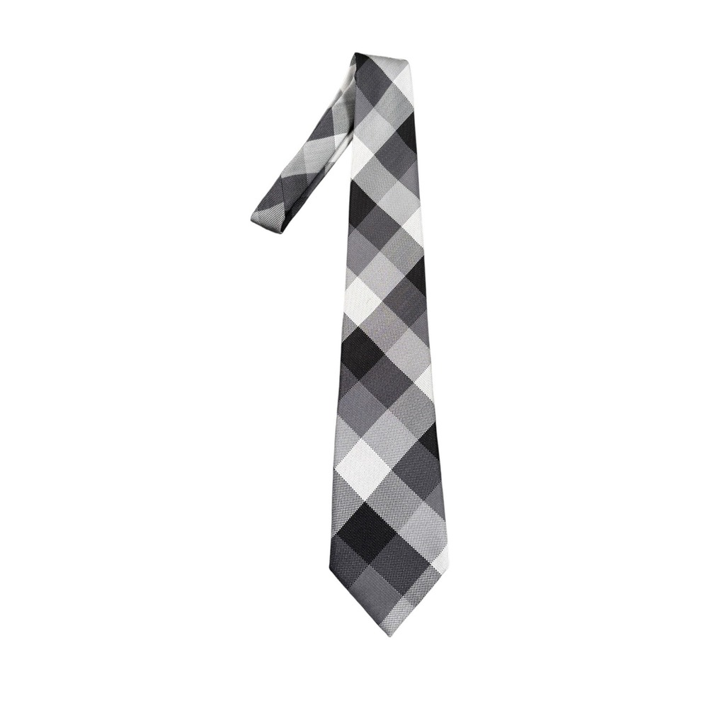 Tom Ford Mens Tie Gingham Plaid Silk Italy Black White Grey Luxury Formal 60 in